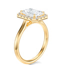 Signature Halo Radiant Engagement Ring - Yellow Gold Polished Band - Side View