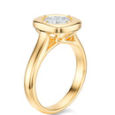 Signature Heirloom Bezel Asscher Engagement Ring - Yellow Gold Polished Band - Side View