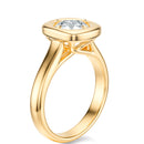 Signature Heirloom Bezel Cushion Engagement Ring - Yellow Gold Polished Band - Side View