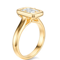 Signature Heirloom Bezel Emerald Engagement Ring - Yellow Gold Polished Band - Side View
