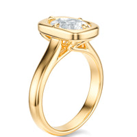 Signature Heirloom Bezel Pear Engagement Ring - Yellow Gold Polished Band - Side View