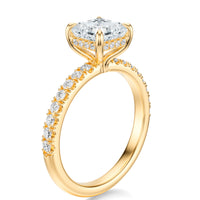 Signature Hidden Halo Asscher Engagement Ring - Yellow Gold Pavé Band - Side View