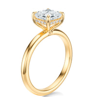 Signature Hidden Halo Asscher Engagement Ring - Yellow Gold Polished Band - Side View