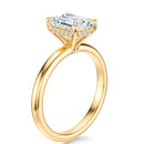 Signature Hidden Halo Emerald Engagement Ring - Yellow Gold Polished Band - Side View