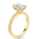 Signature Solitaire Emerald Engagement Ring - Yellow Gold Pavé Band - Side View