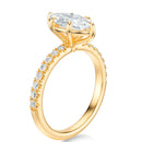 Signature Solitaire Marquise Engagement Ring - Yellow Gold Pavé Band - Side View