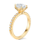 Signature Solitaire Pear Engagement Ring - Yellow Gold Pavé Band - Side View