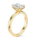 Signature Solitaire Emerald Engagement Ring - Yellow Gold Polished Band - Side View