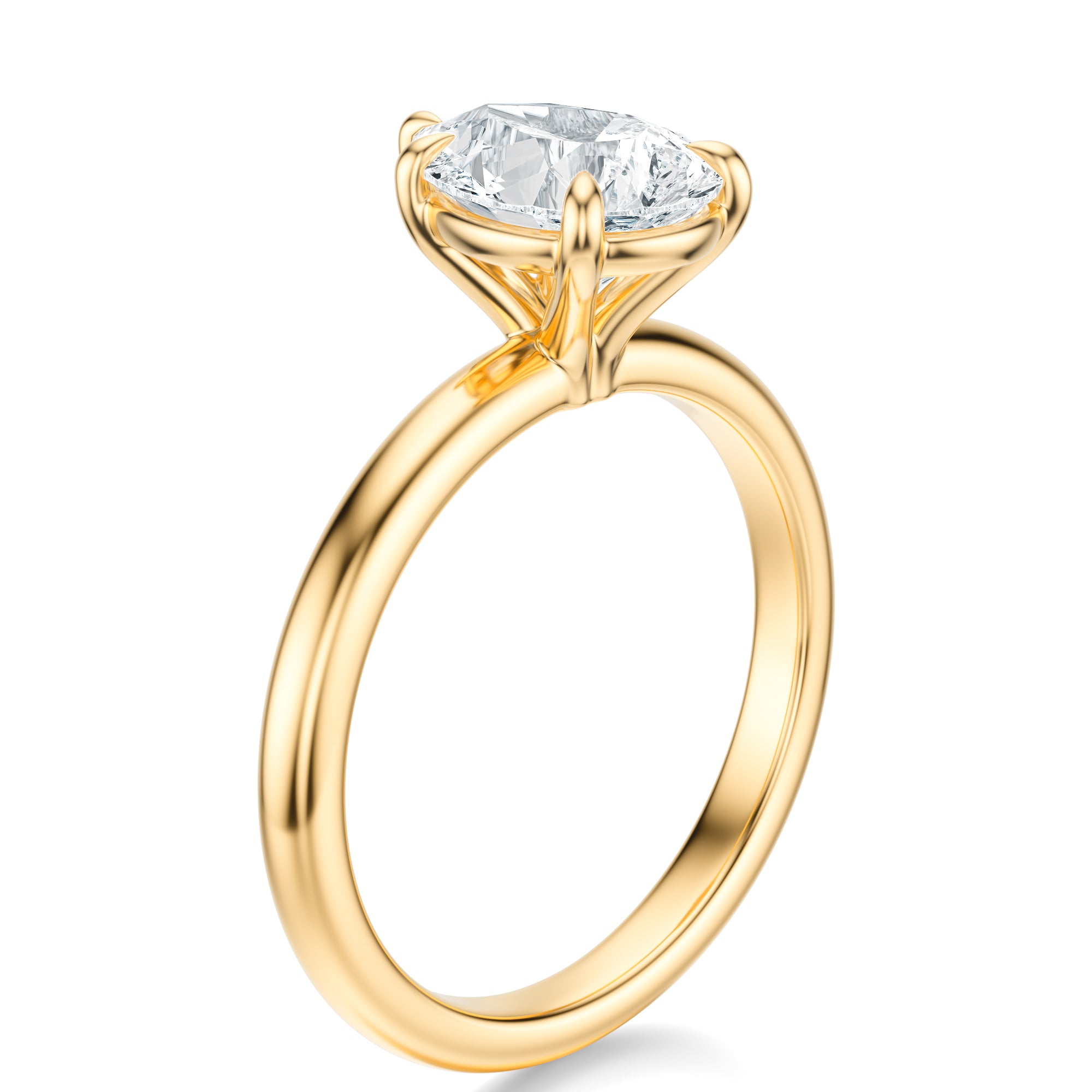 Signature Solitaire Pear Engagement Ring - Yellow Gold Polished Band - Side View