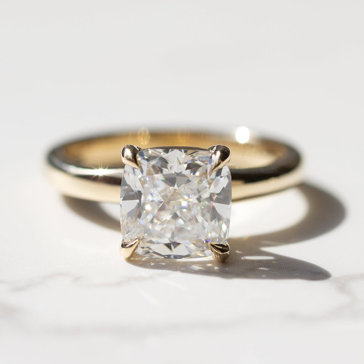 The Signature Solitaire | 2.52CT Cushion Lab Diamond | 14K YG | Hitched Fine Jewelry