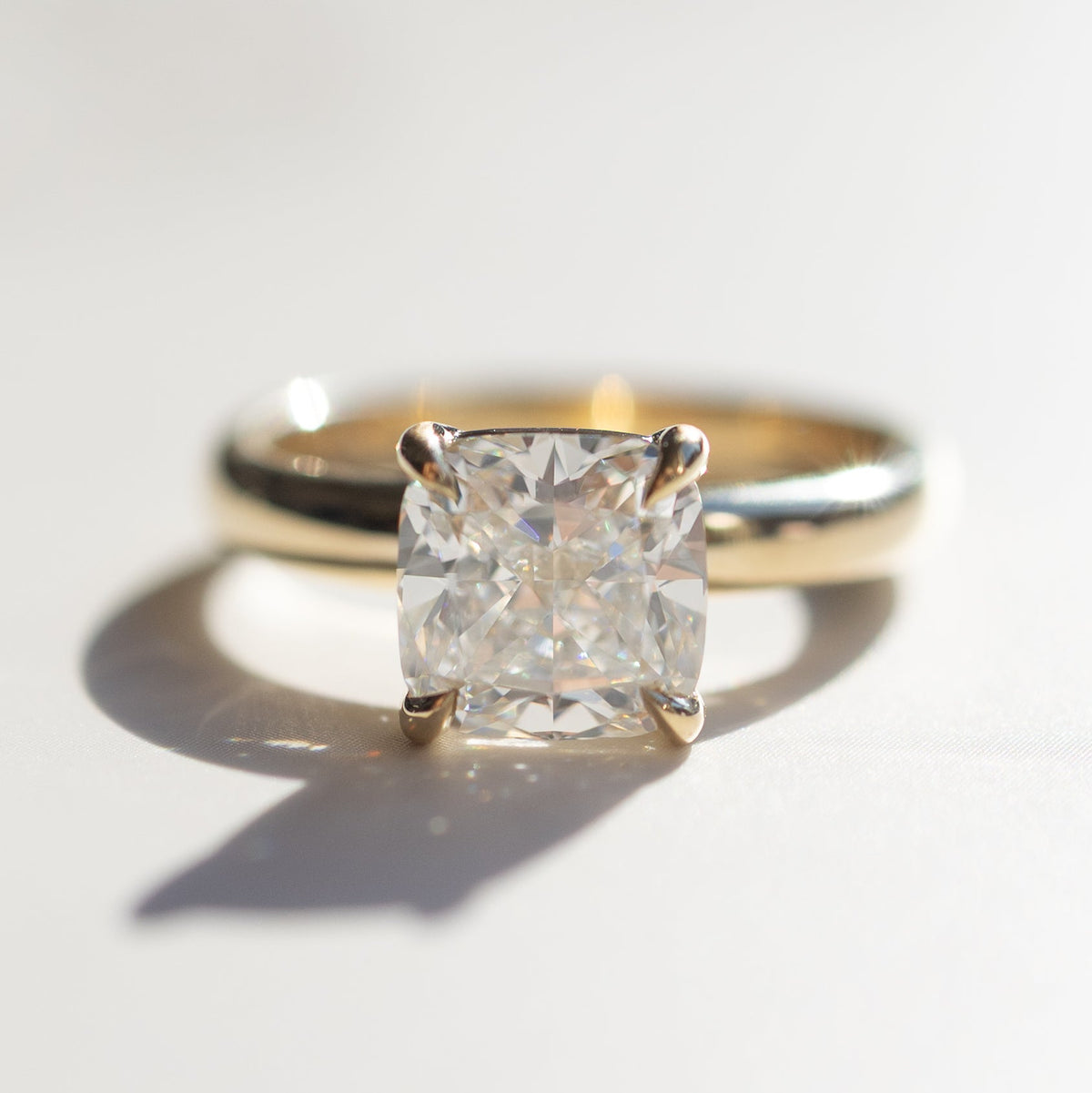 The Signature Solitaire | 2.52CT Cushion Lab Diamond | 14K YG | Hitched Fine Jewelry
