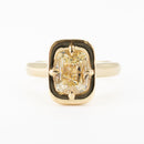 hitched yellow gold signature heirloom bezel engagement ring with natural old mine diamond