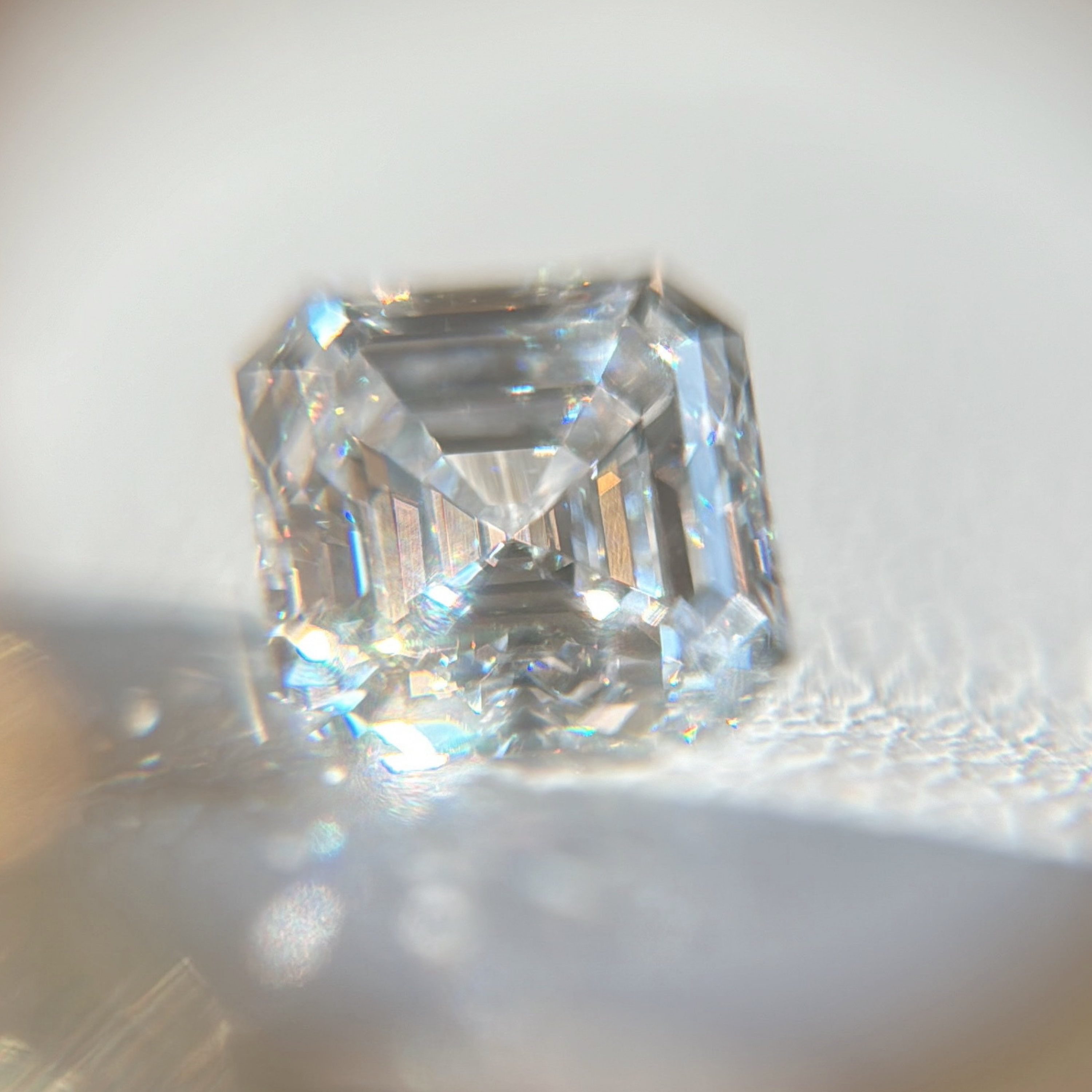 Asscher-cut diamond on a white background