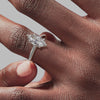 Signature Cathedral Marquise Engagement Ring - White Gold Polished Band - On Model View