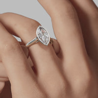 Bezel Marquise Engagement Ring - White Gold Polished Band - On Model View