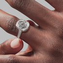 Signature Heirloom Bezel Asscher Engagement Ring - White Gold Polished Band - On Model View