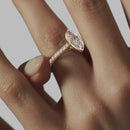 Bezel Marquise Engagement Ring - Rose Gold Pavé Band - On Model View