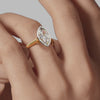 Bezel Marquise Engagement Ring - Yellow Gold Polished Band - On Model View