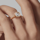 Bezel Cushion Engagement Ring - Rose Gold Polished Band - On Model View