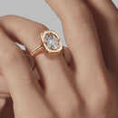 Signature Heirloom Bezel Oval Engagement Ring - Rose Gold Polished Band - On Model View
