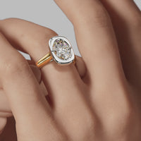 Signature Heirloom Bezel Oval Engagement Ring - Two-Tone Polished Band - On Model View