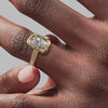Signature Heirloom Bezel Elongated Cushion Engagement Ring - Yellow Gold Polished Band - On Model View