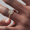 Signature Bezel Asscher Engagement Ring - Yellow Gold Polished Band - On Model View