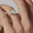 Bezel Cushion Engagement Ring - White Gold Polished Band - On Model View