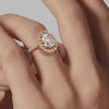 Halo Pear Engagement Ring - Rose Gold Pavé Band - On Model View