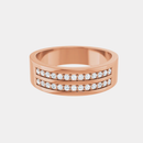 rose gold double row tapered mens diamond wedding band