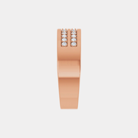 rose gold double row tapered mens diamond wedding band side 