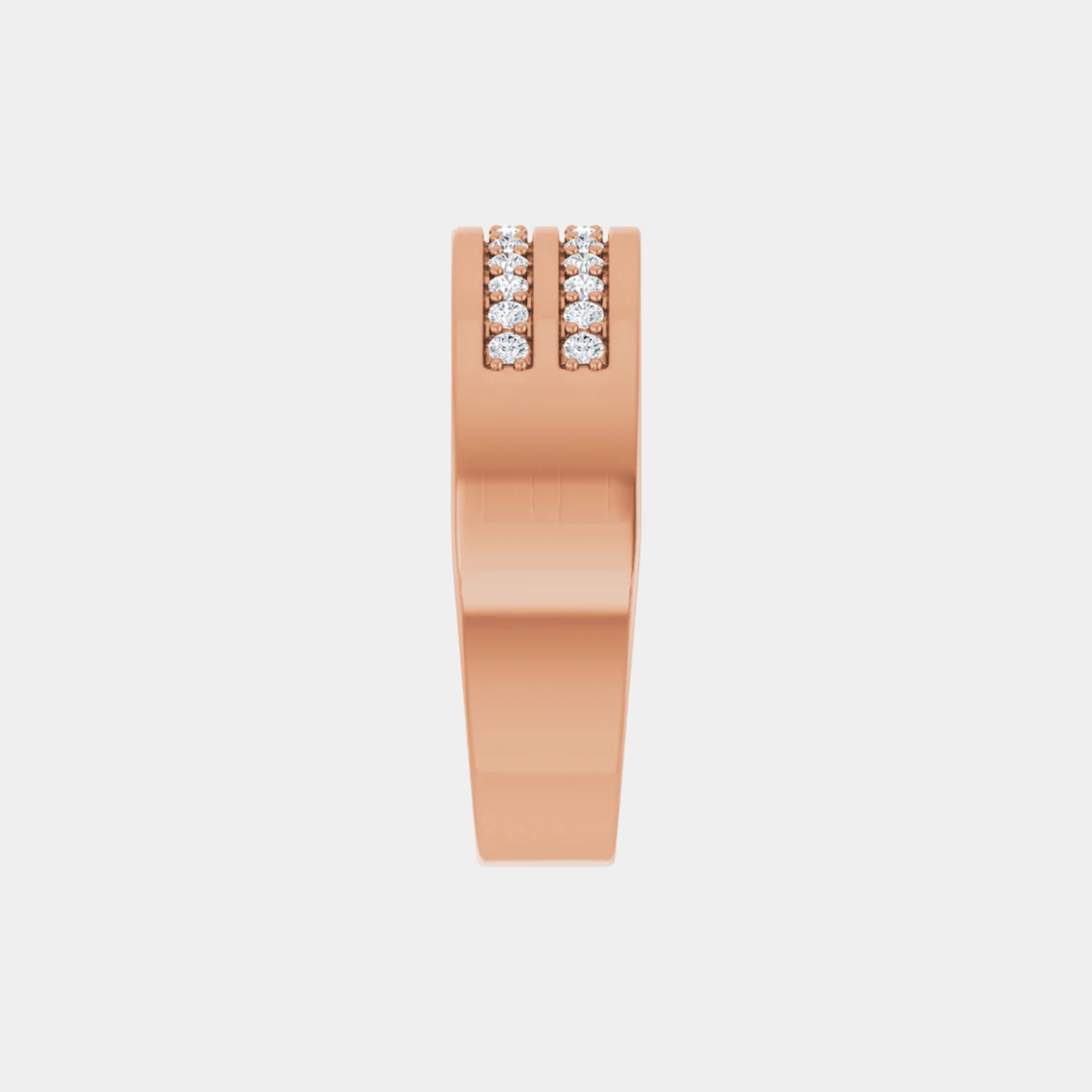rose gold double row tapered mens diamond wedding band side 