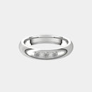 hitched men's platinum classic wedding band with trio of diamonds in 4mm width