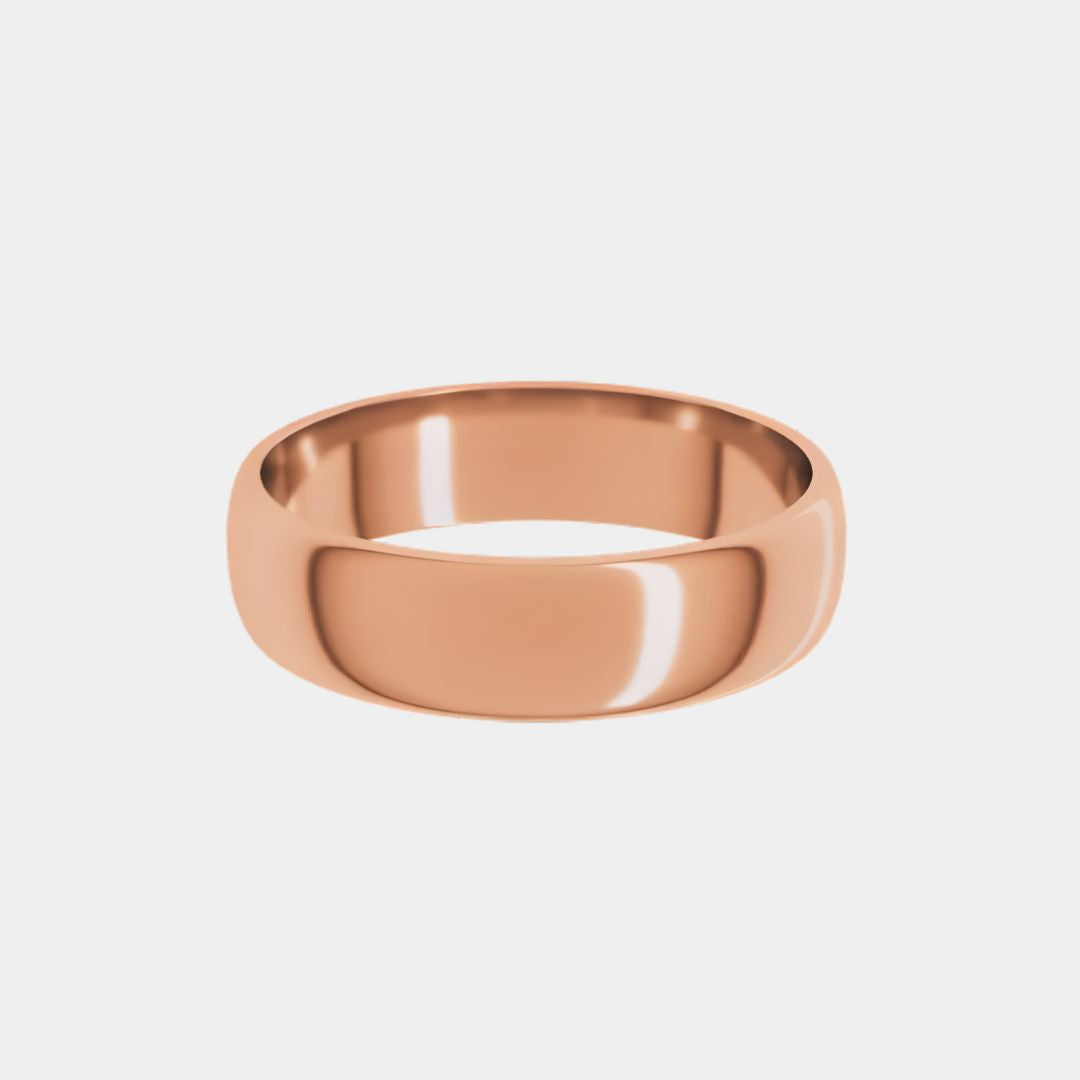 hitched men's rose gold classic wedding band in a 5mm width