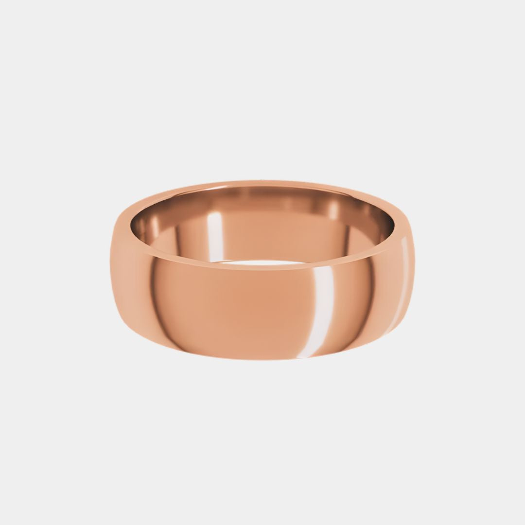 hitched men's rose gold classic wedding band in a 6mm width