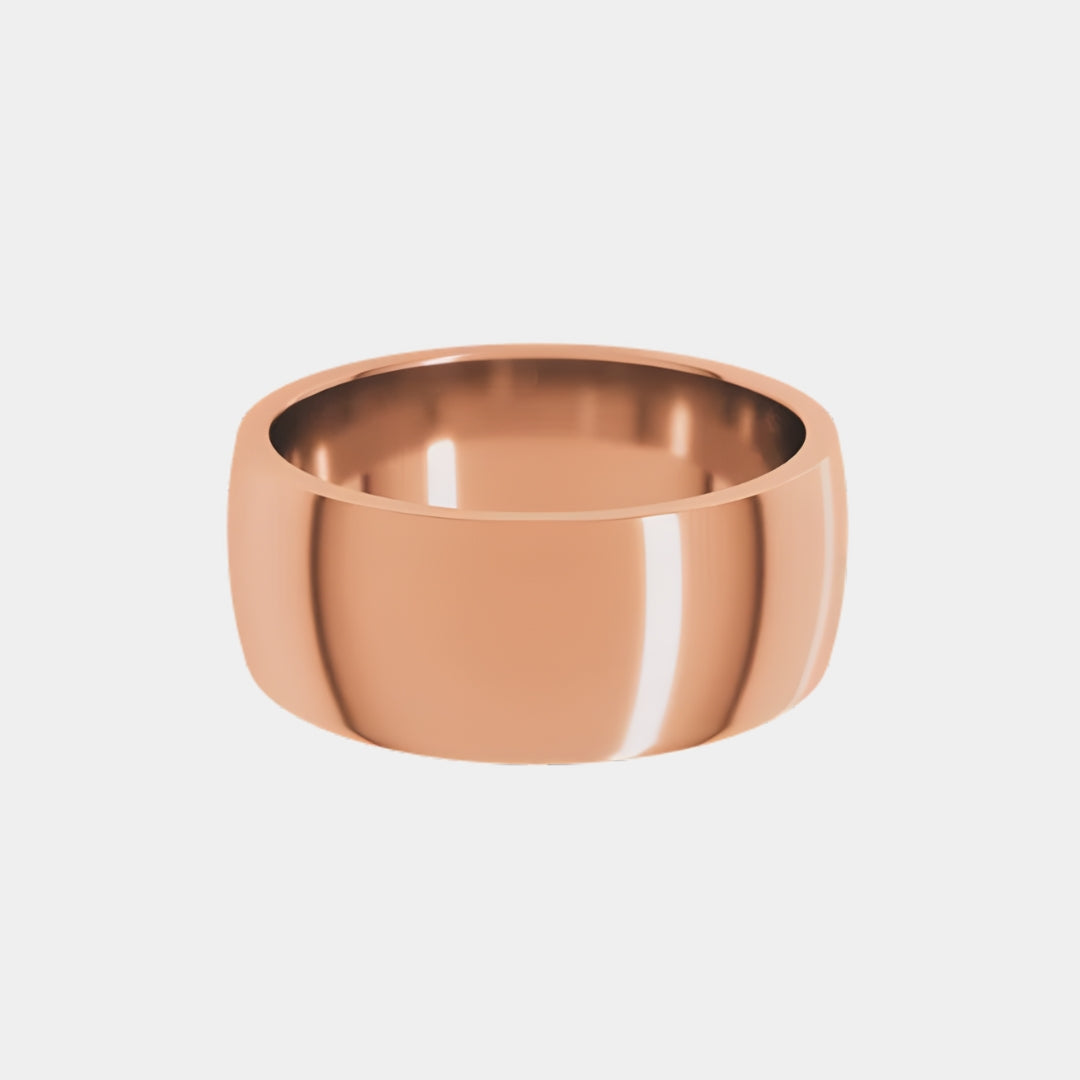 hitched men's rose gold classic wedding band in a 8mm width