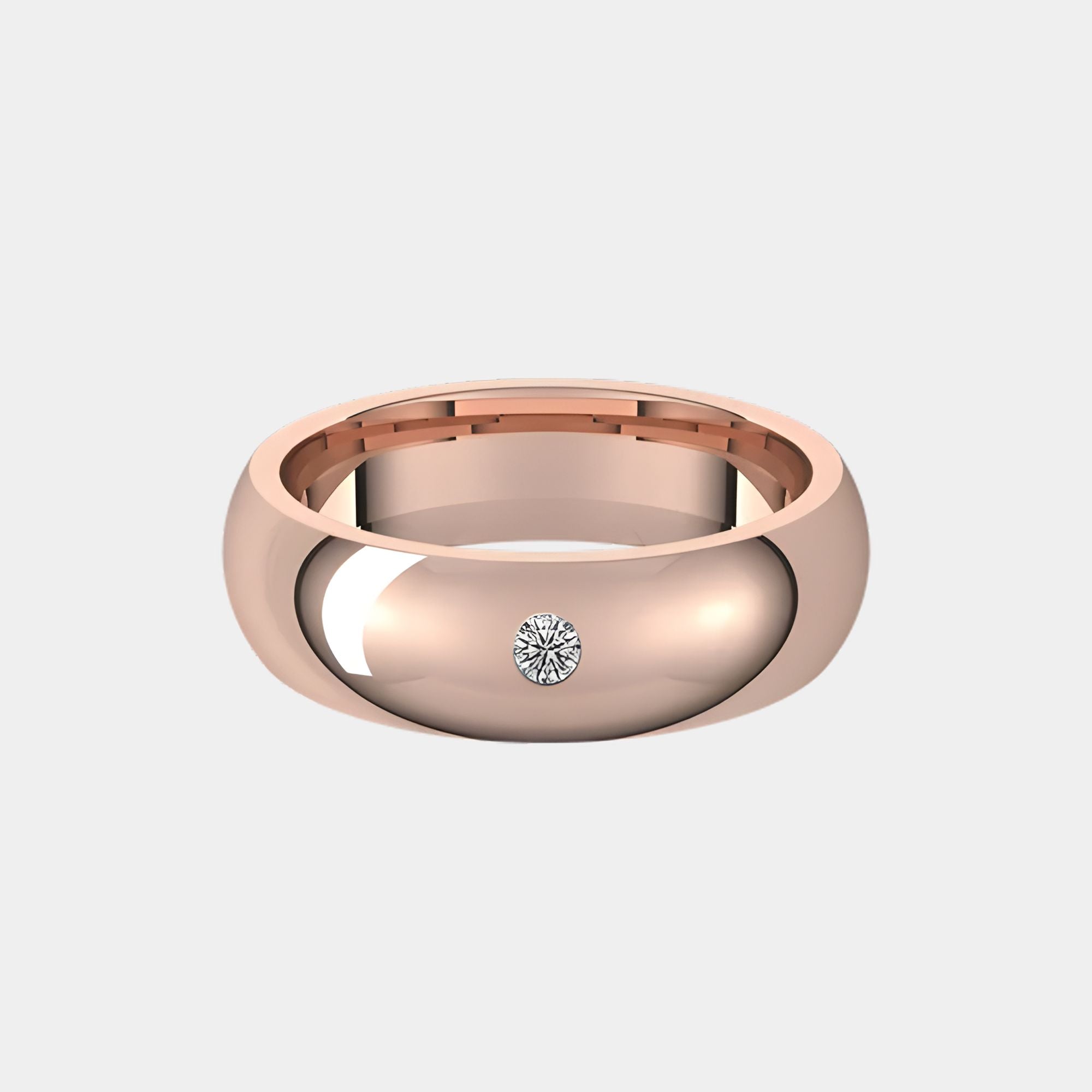 hitched men's rose gold classic solitaire diamond band in 6mm width