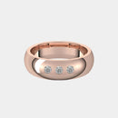 hitched men's rose gold classic wedding band with trio of diamonds in 6mm width