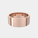 hitched men's rose gold flat wedding band with a 8mm width