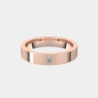 hitched men's rose gold flat solitaire diamond band in 4mm width