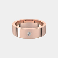 hitched men's rose gold flat solitaire diamond band in 6mm width