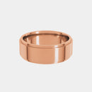hitched men's rose gold stepped edge wedding band in 7mm width