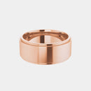 hitched men's rose gold stepped edge wedding band in 8mm width