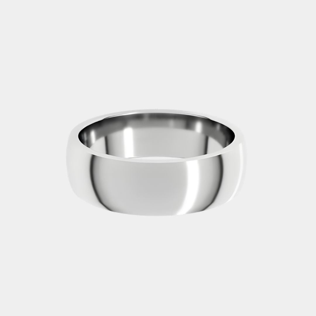 hitched men's white gold classic wedding band in a 6mm width