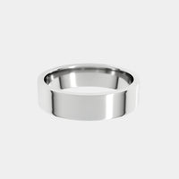 hitched men's white gold flat wedding band in a 5mm width
