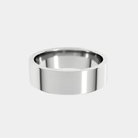 hitched men's white gold flat wedding band in a 6mm width