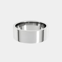 hitched men's white gold flat wedding band with a 7mm width