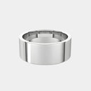 hitched men's white gold flat wedding band with a 8mm width