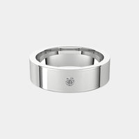 hitched men's white gold flat solitaire diamond band in 6mm width