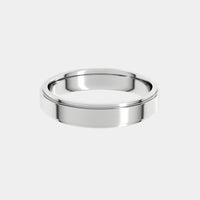 hitched men's white gold stepped edge wedding band in 4mm width